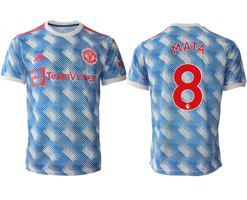 Men 2021-2022 Club Manchester United away aaa version blue #8 Soccer Jersey->customized soccer jersey->Custom Jersey
